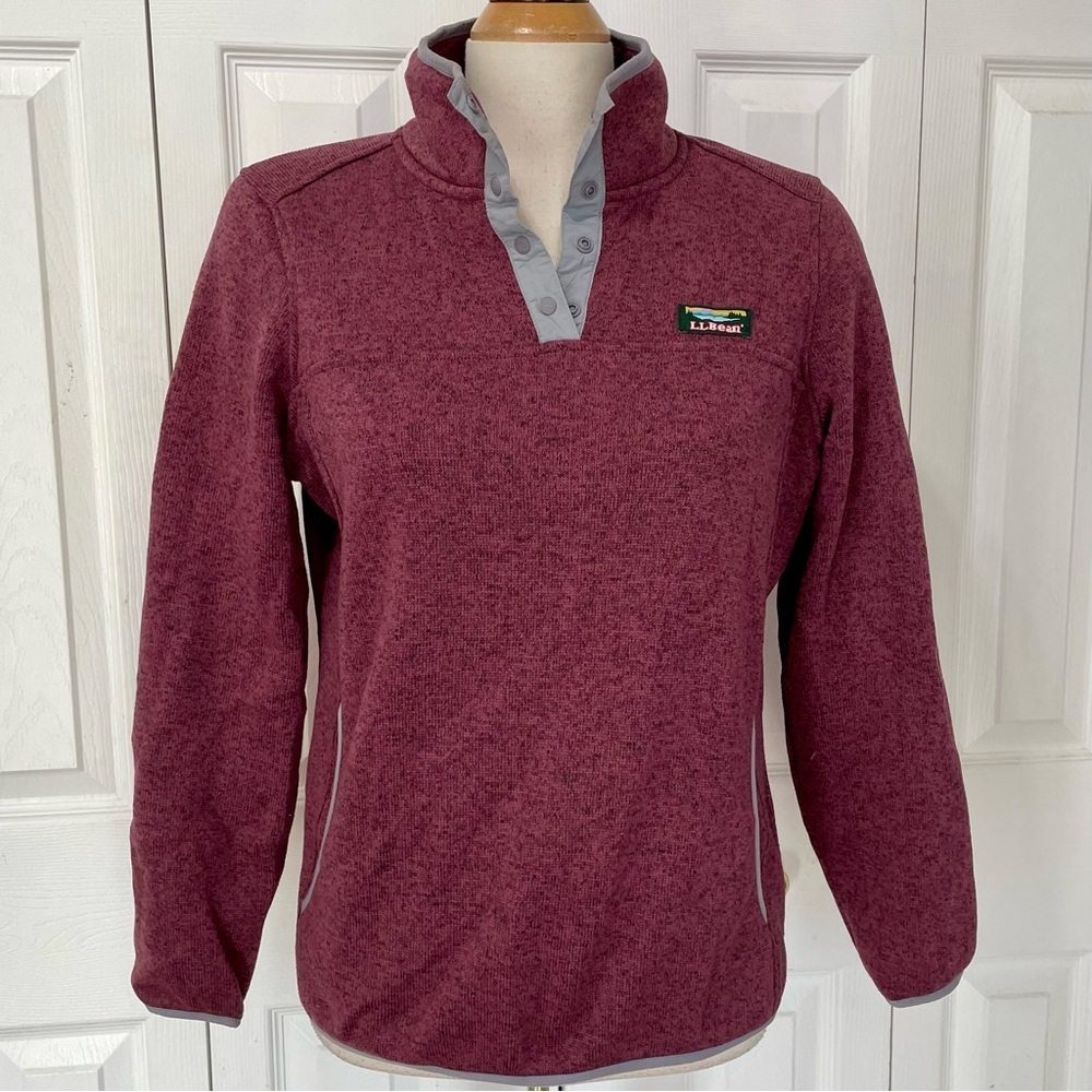 L.L. Bean Men's Heathered Burgundy Snap Front Pullover